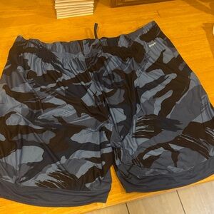 Blue and Black Camouflage Swim Shorts
